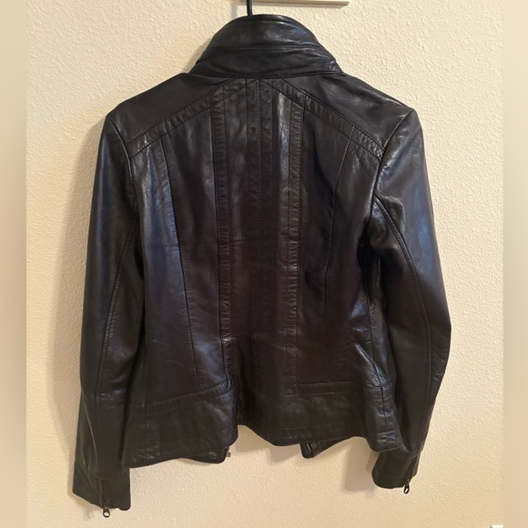 Ted Baker Women’s Black Leather Motorcycle Jacket!! - Picture 4 of 10